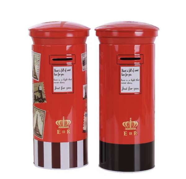 英國郵筒鐵罐錢罌 England Mail Box Tin Saving Box 