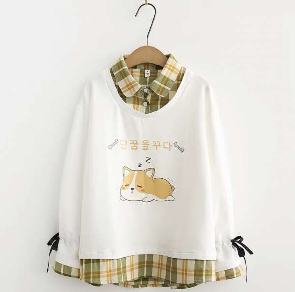 柴犬假兩件上衣 Shiba Inu fake 2 layers top