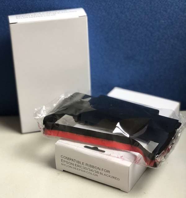 代用裝藍盒Epson ERC30/38 紅/黑色帶 (白盒)　Epson ERC30/38 Ribbon (Compatible)White Box (B/R) 